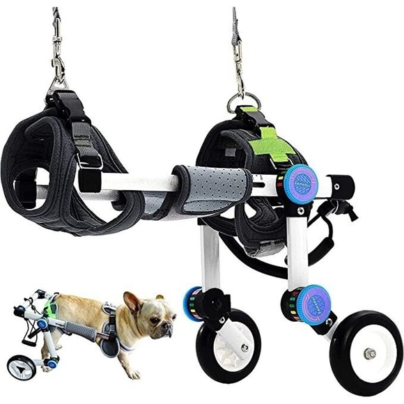HobeyHove Adjustable Dog Wheelchair for Back Legs Two Color 5-Size XS White